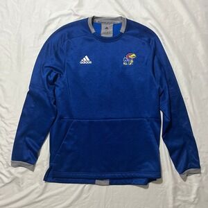 Adidas Kansas Jayhawks Baseball Long Sleeve Pullover Sweatshirt Mens Medium Blue